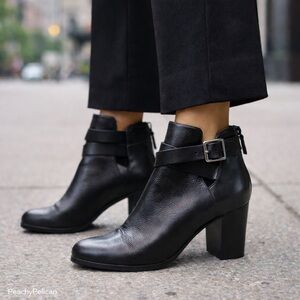 Cole Haan Nila II Black Leather Heeled Ankle Bootie 8.5